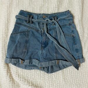 Forever 21 Blue Jean Shorts with Paper Bag Waist